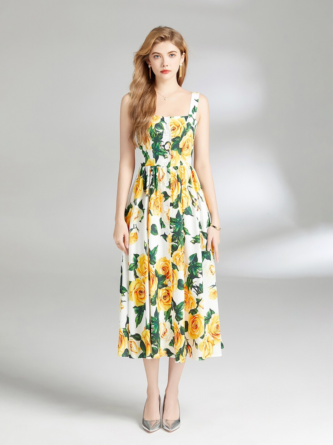 JC Collection Floral Printed Square Neck Gathered Detail Fit & Flare Midi Dress, White
JC Collection Floral Printed Square Neck Gathered Detail Fit & Flare Midi Dress, White
