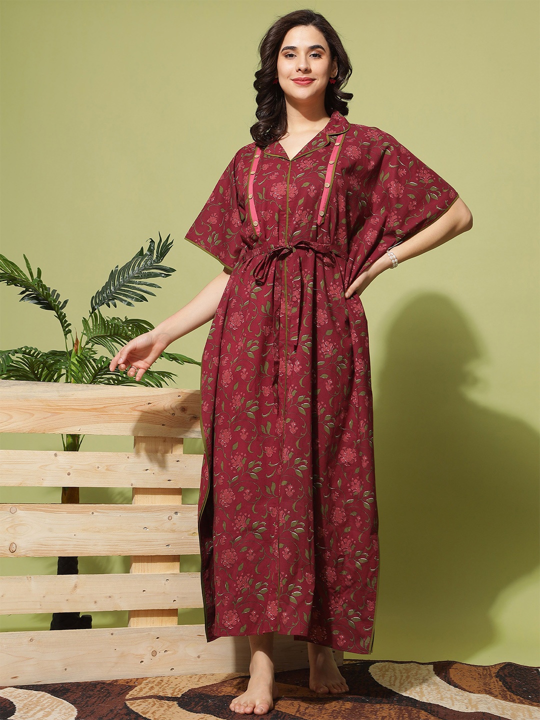 9shines Label Printed Maxi Maternity Kaftan Nightdress with Feeding Zips, Maroon
9shines Label Printed Maxi Maternity Kaftan Nightdress with Feeding Zips, Maroon