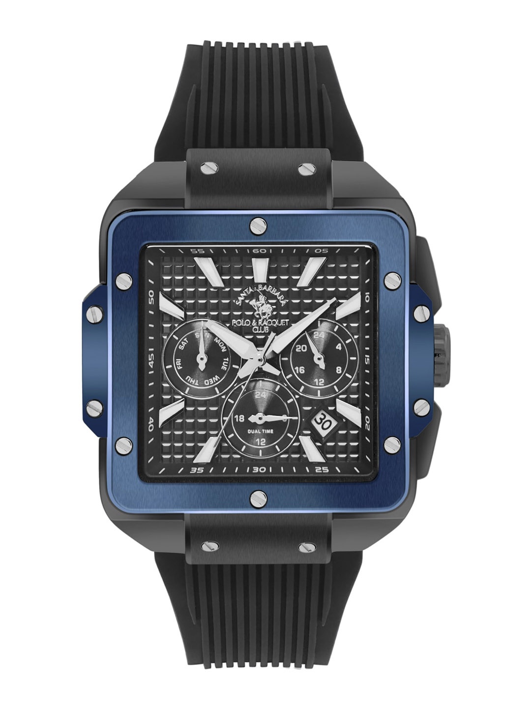 

SANTA BARBARA POLO & RACQUET CLUB Men Embellished Dial & Textured Straps Analogue Chronograph Watch, Black