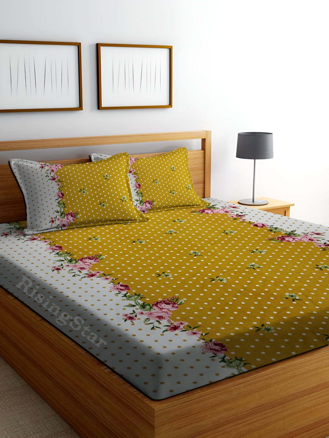 RISING STAR White & Mustard Floral Printed Cotton King Bedsheet with 2 Pillow Covers
RISING STAR White & Mustard Floral Printed Cotton King Bedsheet with 2 Pillow Covers