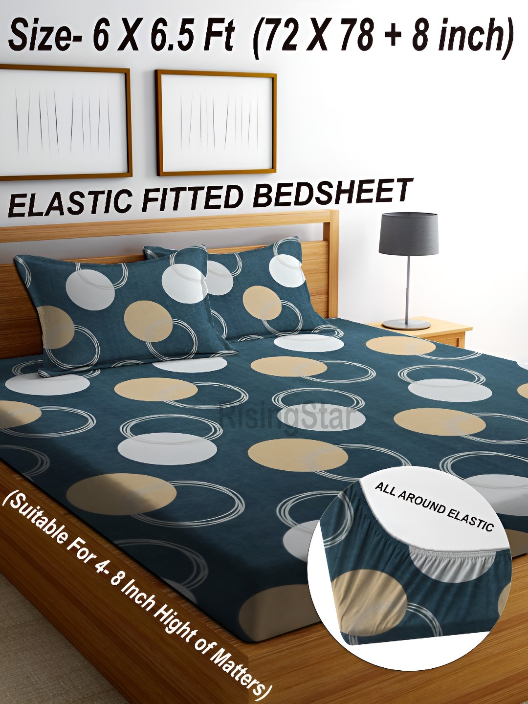 RISING STAR Green & White Geometric 250 TC King Fitted Bedsheet with 2 Pillow Covers
RISING STAR Green & White Geometric 250 TC King Fitted Bedsheet with 2 Pillow Covers
