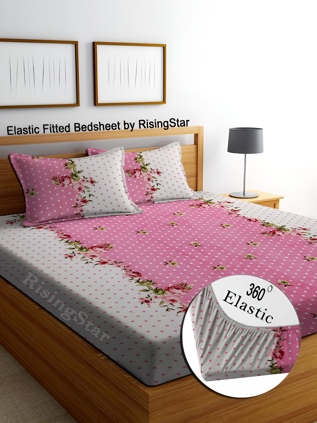 RISING STAR Pink & White Floral Cotton 250 TC Fitted King Bedsheet With 2 Pillow Covers
RISING STAR Pink & White Floral Cotton 250 TC Fitted King Bedsheet With 2 Pillow Covers