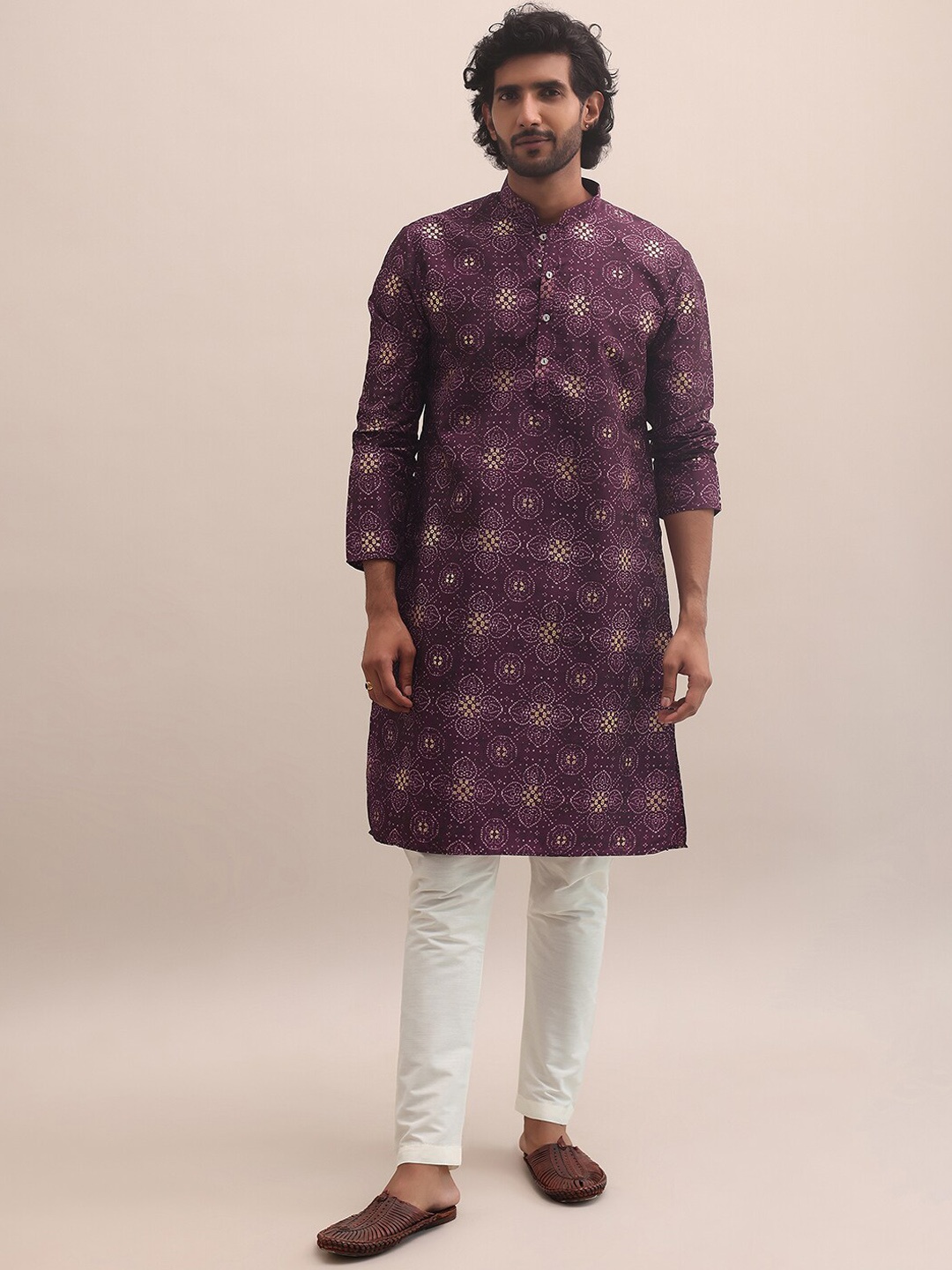 KALKI Fashion Bandhani Printed Mandarin Collar Cotton Silk Kurta With Pyjamas, Purple
KALKI Fashion Bandhani Printed Mandarin Collar Cotton Silk Kurta With Pyjamas, Purple