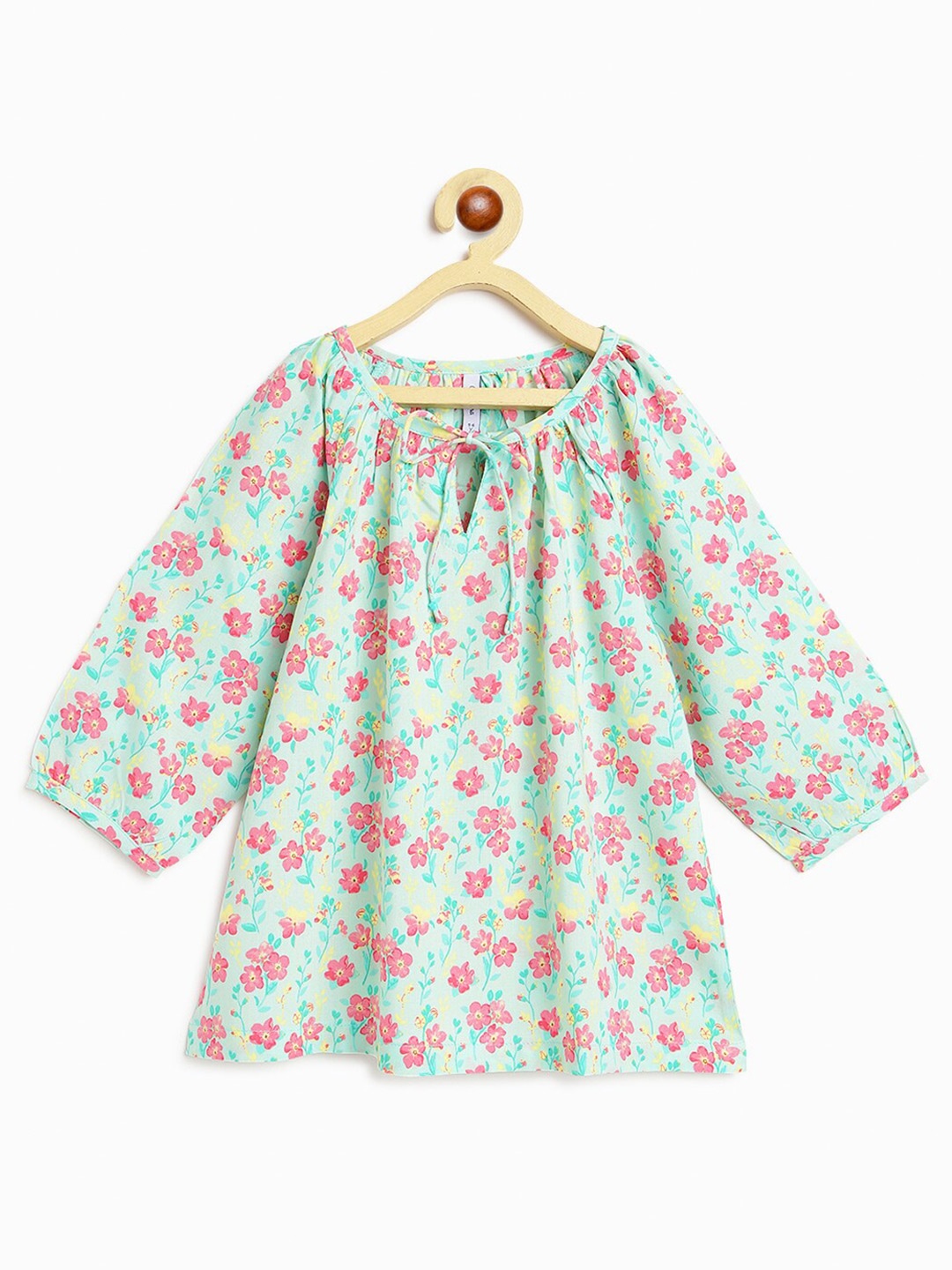 Campana Girls Floral Printed Tie-Up Neck Raglan Sleeves A-Line Top, Sea green
Campana Girls Floral Printed Tie-Up Neck Raglan Sleeves A-Line Top, Sea green