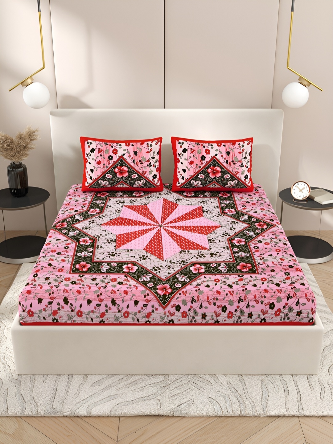 PATRICKO Pink Ethnic Motifs Printed Cotton 210 TC Queen Bedsheet with 2 Pillow Covers
PATRICKO Pink Ethnic Motifs Printed Cotton 210 TC Queen Bedsheet with 2 Pillow Covers