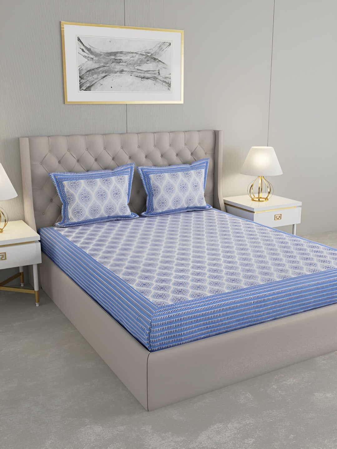 PATRICKO Blue & White Floral Cotton 330 TC King Size Double Bedsheet with 2 Pillow Covers
PATRICKO Blue & White Floral Cotton 330 TC King Size Double Bedsheet with 2 Pillow Covers