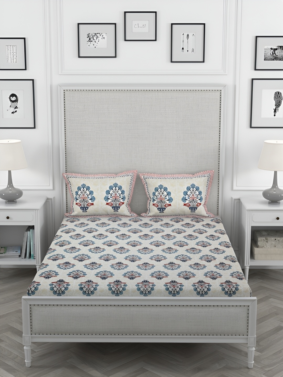 PATRICKO Blue & White Floral Cotton 330 TC King Bedsheet With 2 Pillow Covers
PATRICKO Blue & White Floral Cotton 330 TC King Bedsheet With 2 Pillow Covers
