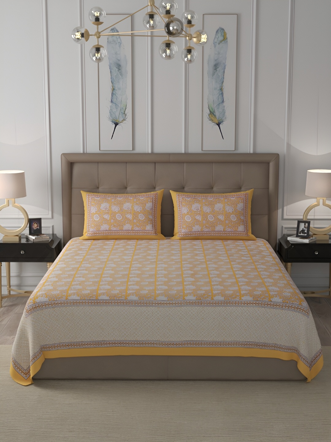 PATRICKO Brown & White Floral Cotton 400 TC King Bedsheet with 2 Pillow Covers
PATRICKO Brown & White Floral Cotton 400 TC King Bedsheet with 2 Pillow Covers