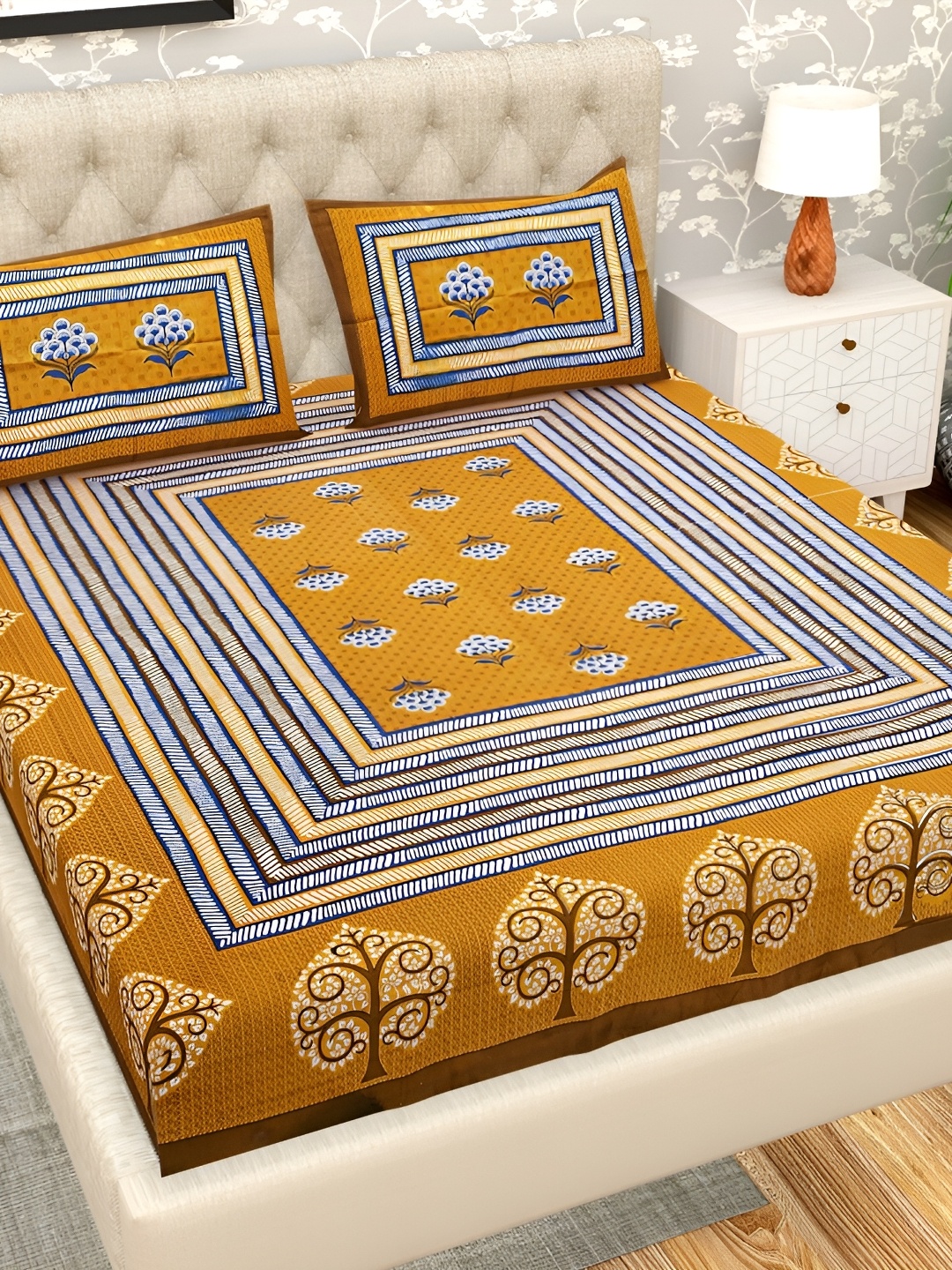 PATRICKO Yellow & Blue Floral Printed 210 TC Queen Bedsheet with 2 Pillow Covers
PATRICKO Yellow & Blue Floral Printed 210 TC Queen Bedsheet with 2 Pillow Covers
