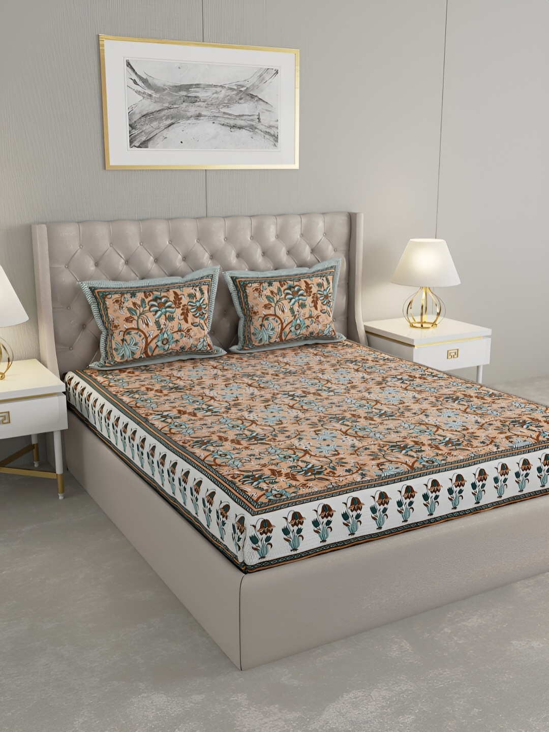PATRICKO Brown Floral 330 TC Pure Cotton Super King Double Bedsheet with 2 Pillow Covers
PATRICKO Brown Floral 330 TC Pure Cotton Super King Double Bedsheet with 2 Pillow Covers