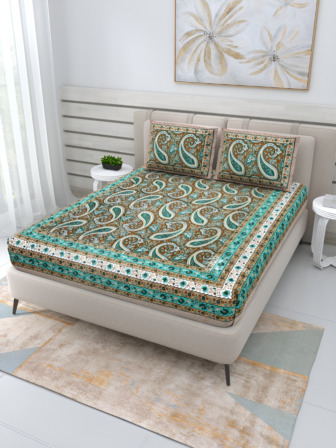 PATRICKO Green & Brown Ethnic Motifs 210 TC Pure Cotton Queen Bedsheet & 2 Pillow Covers
PATRICKO Green & Brown Ethnic Motifs 210 TC Pure Cotton Queen Bedsheet & 2 Pillow Covers