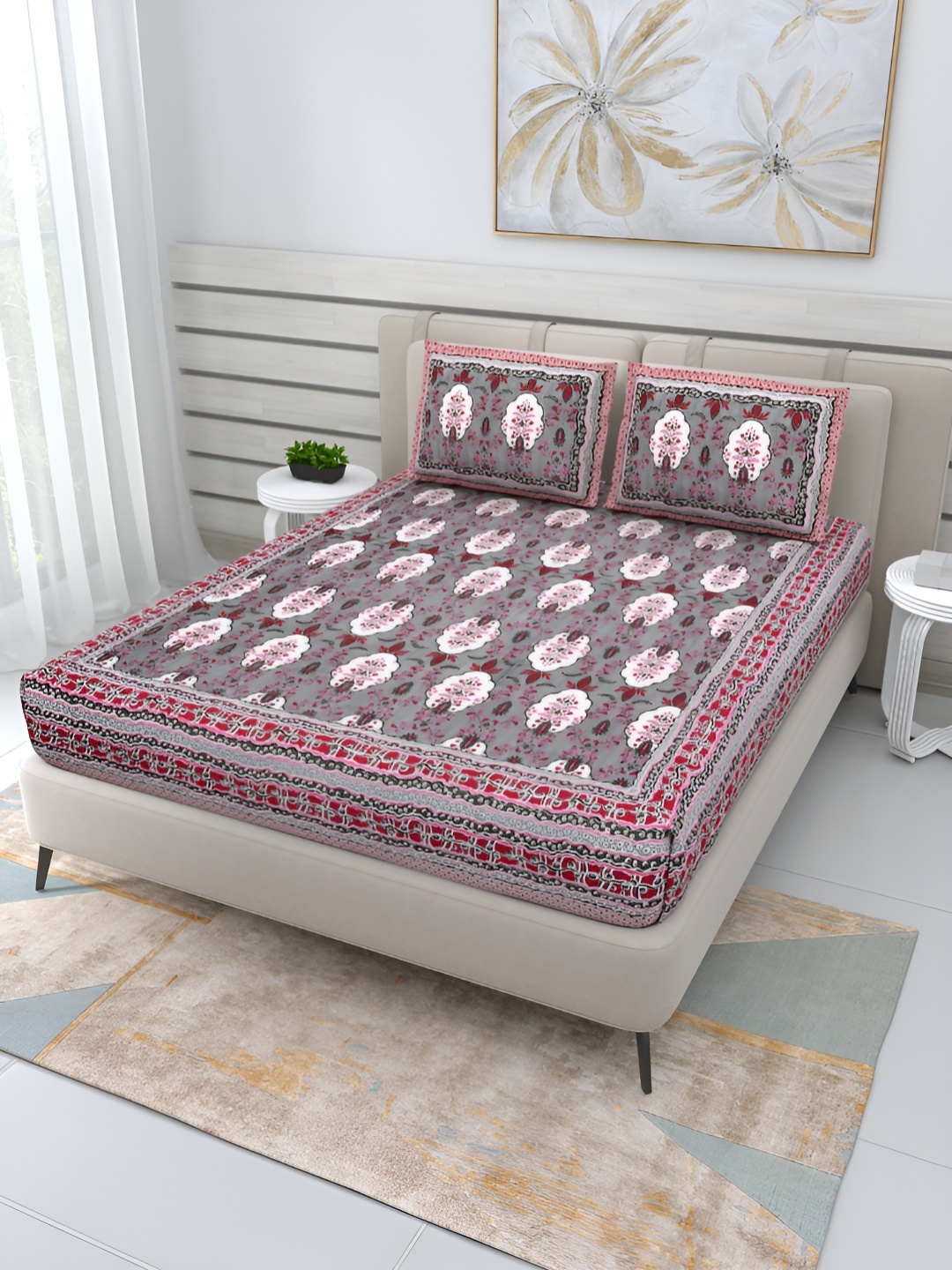 PATRICKO Purple & White Floral Cotton 210 TC Queen Bedsheet With 2 Pillow Covers
PATRICKO Purple & White Floral Cotton 210 TC Queen Bedsheet With 2 Pillow Covers