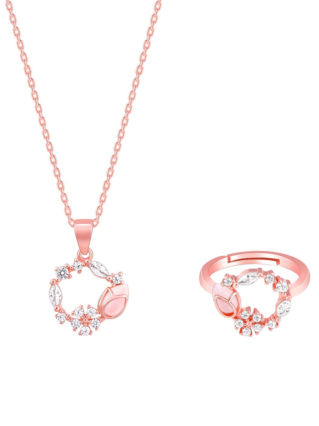 GIVA Sert Of 2 925 Silver Rose Gold-Plated Drop Wreath Pendant With Chain & Finger Ring
GIVA Sert Of 2 925 Silver Rose Gold-Plated Drop Wreath Pendant With Chain & Finger Ring