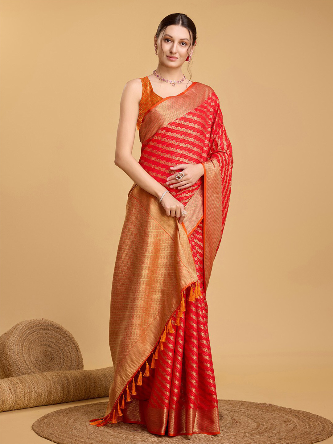 Ishin Woven Design Zari Silk Blend Saree, Red 
Ishin Woven Design Zari Silk Blend Saree, Red