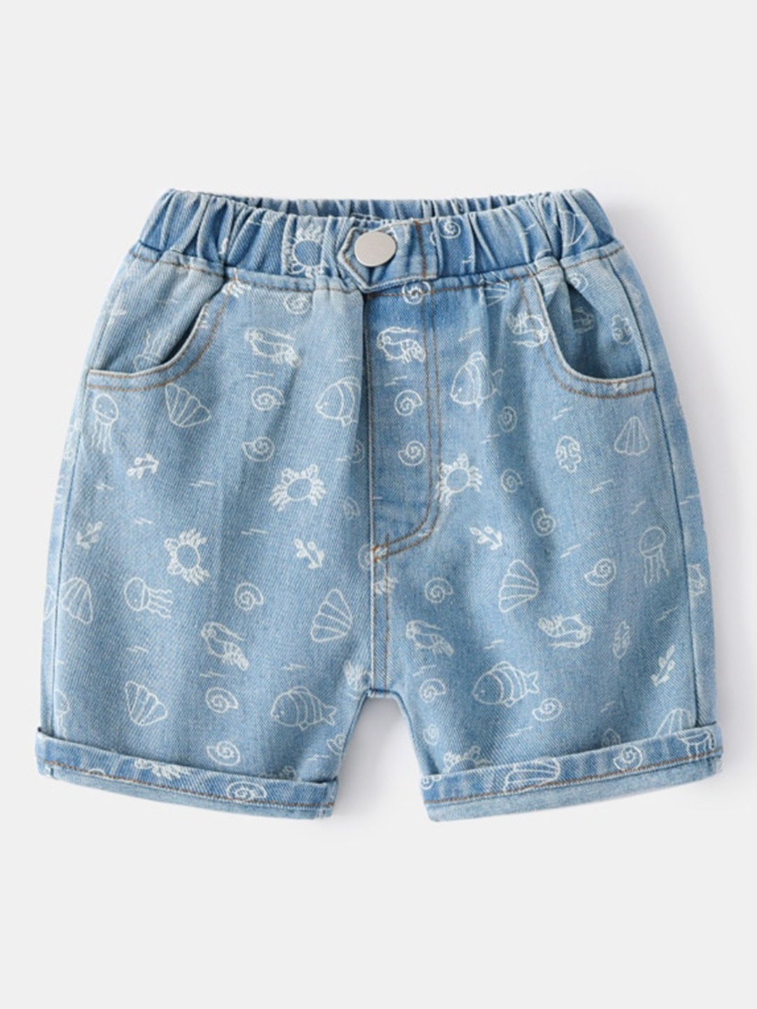 StyleCast Boys Printed Denim Shorts, Blue