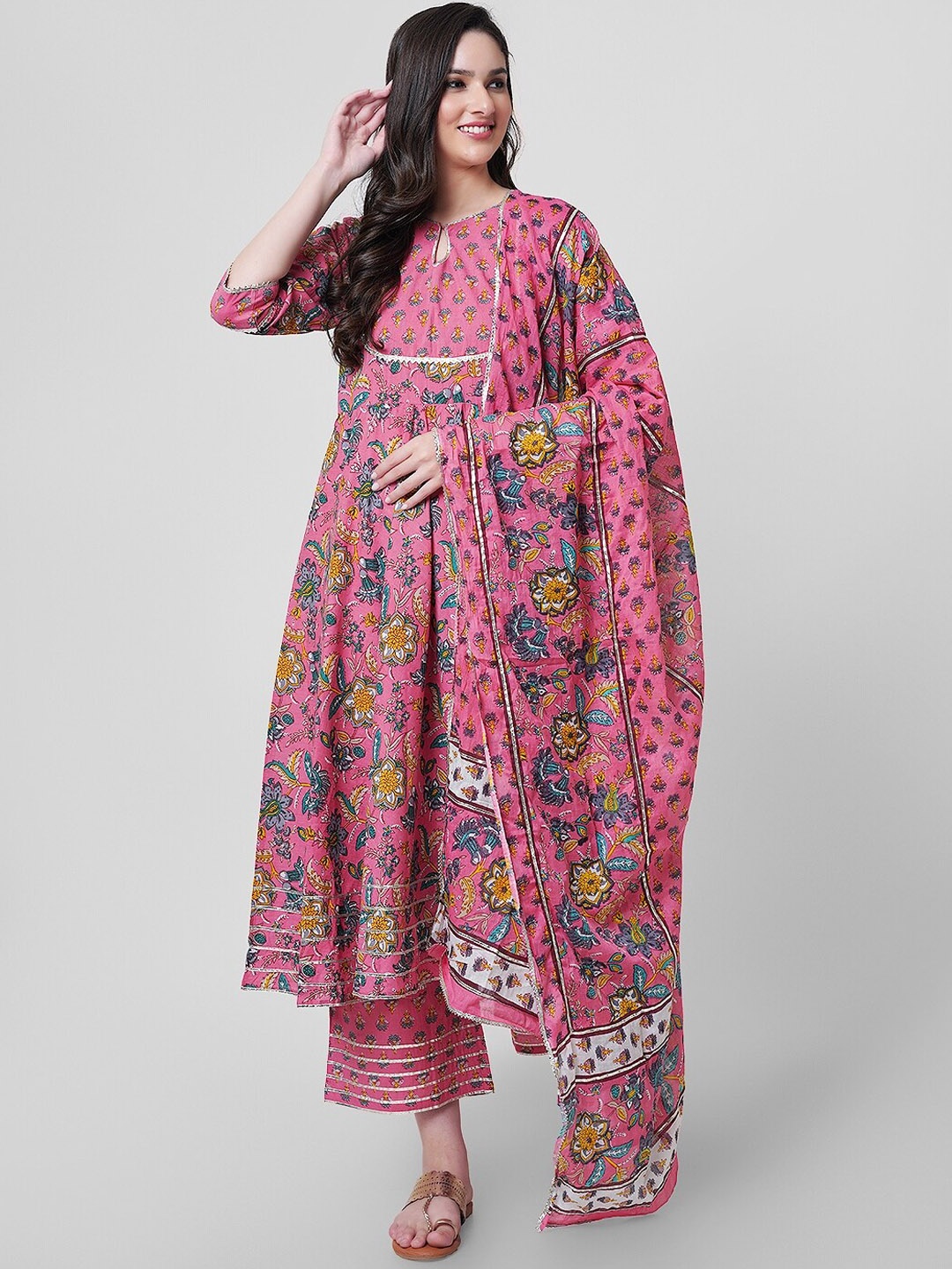 JANAKDULARI CREATION Floral Printed Gotta Patti Pure Cotton Kurta With Palazzos & Dupatta, Pink
JANAKDULARI CREATION Floral Printed Gotta Patti Pure Cotton Kurta With Palazzos & Dupatta, Pink