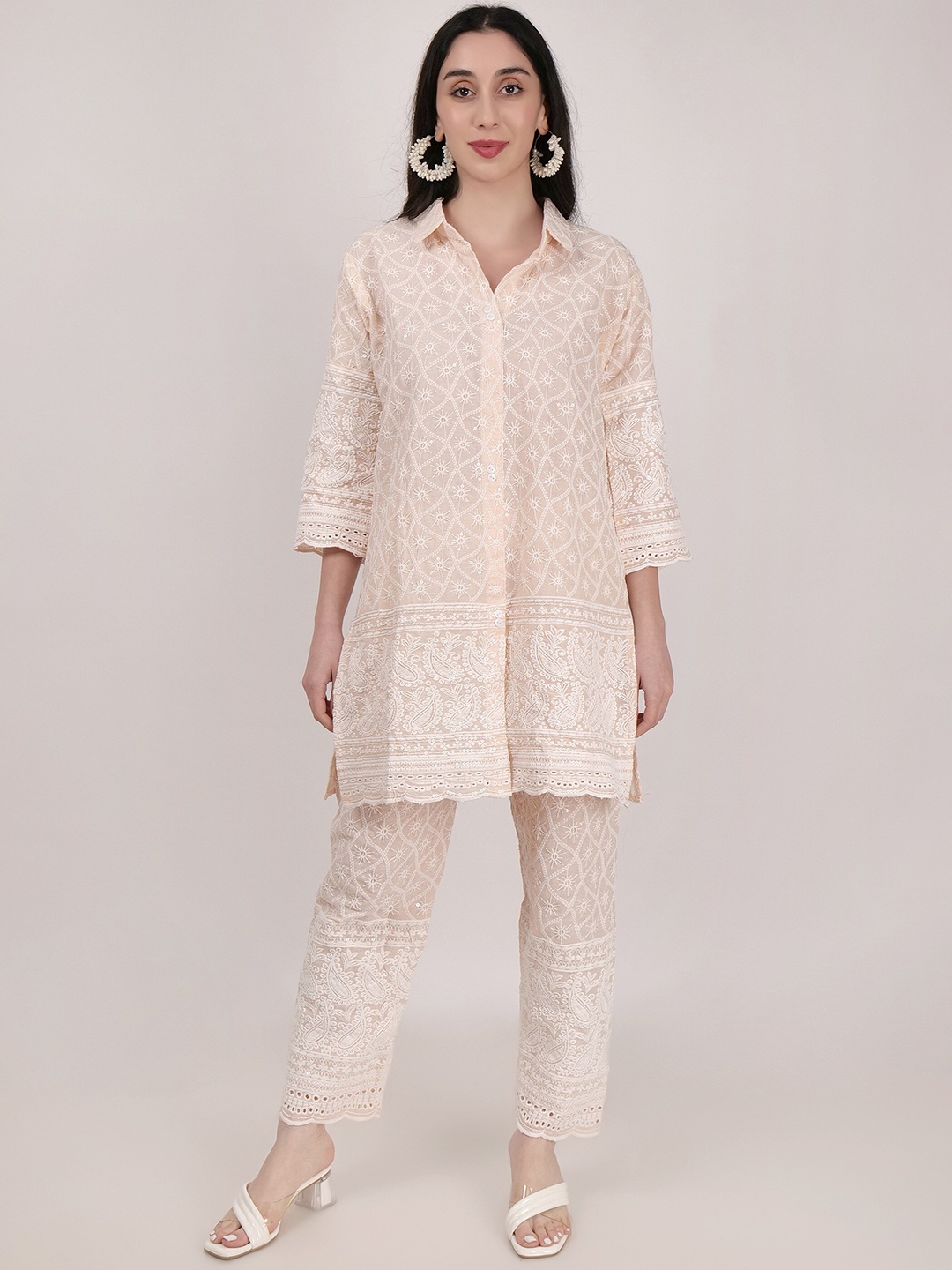 SHIWANGI COUTURE Ethnic Motifs Embroidered Pure Cotton Shirt & Trousers Co-Ords, Cream
SHIWANGI COUTURE Ethnic Motifs Embroidered Pure Cotton Shirt & Trousers Co-Ords, Cream