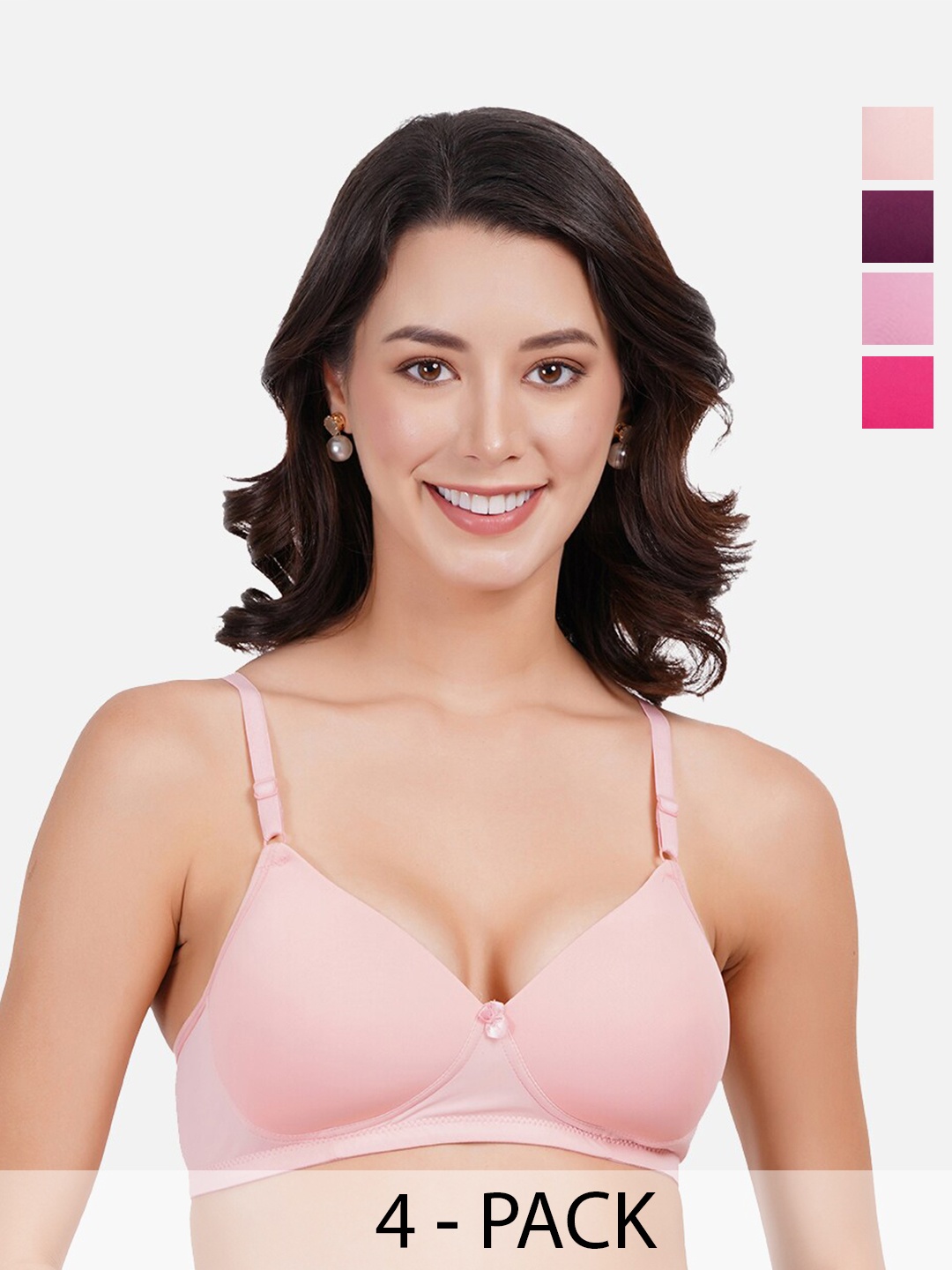 FIMS Pack Of 4 Full Coverage Lightly Padded Everyday Bras With All Day Comfort, Pink
FIMS Pack Of 4 Full Coverage Lightly Padded Everyday Bras With All Day Comfort, Pink