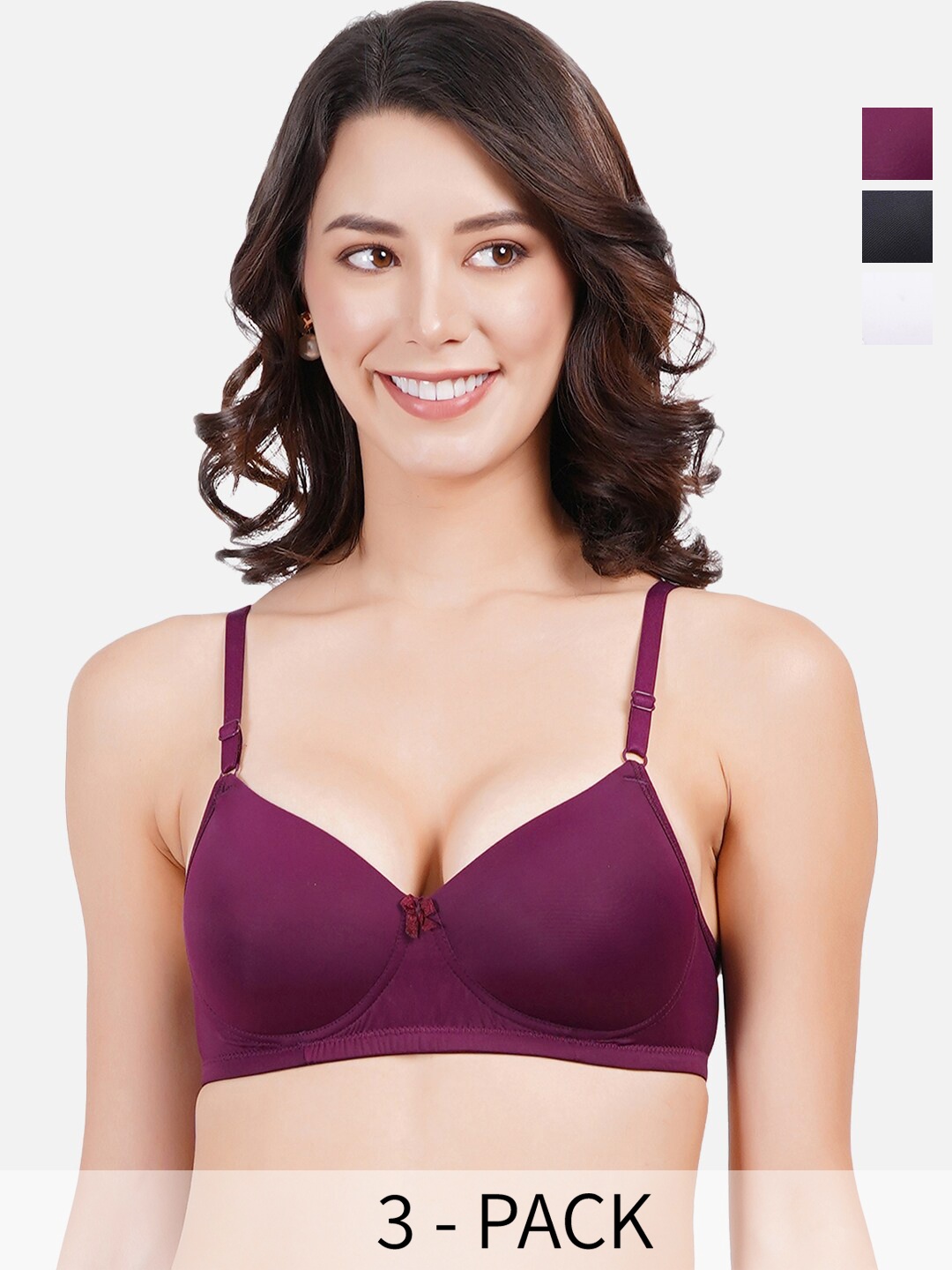 FIMS Pack Of 3 Full Coverage Lightly Padded Everyday Bras With All Day Comfort, Black
FIMS Pack Of 3 Full Coverage Lightly Padded Everyday Bras With All Day Comfort, Black