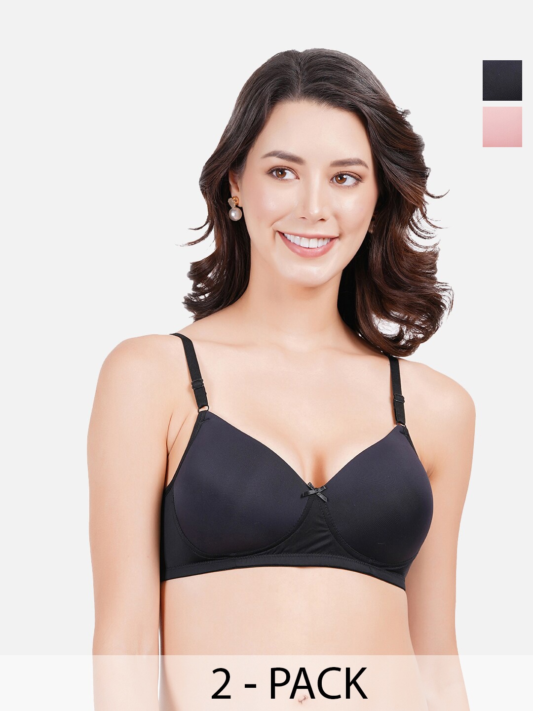 FIMS Pack Of 2 Full Coverage Lightly Padded Everyday Bras With All Day Comfort, Black
FIMS Pack Of 2 Full Coverage Lightly Padded Everyday Bras With All Day Comfort, Black