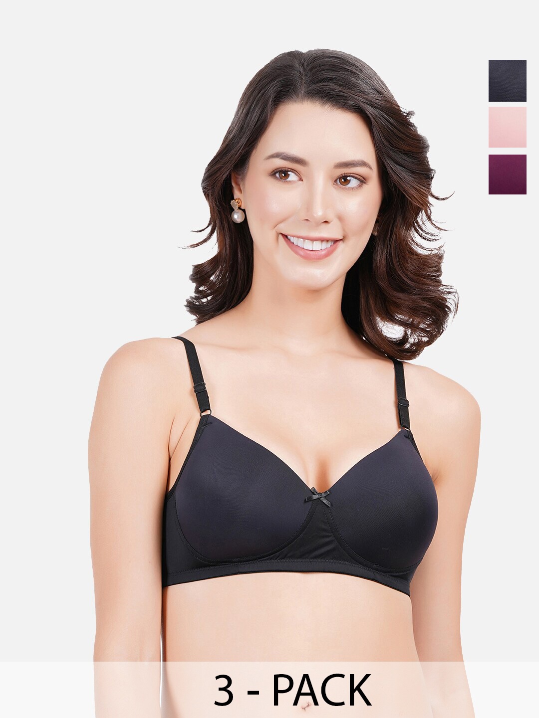 FIMS Pack Of 3 Full Coverage Lightly Padded Everyday Bras With All Day Comfort, Black
FIMS Pack Of 3 Full Coverage Lightly Padded Everyday Bras With All Day Comfort, Black