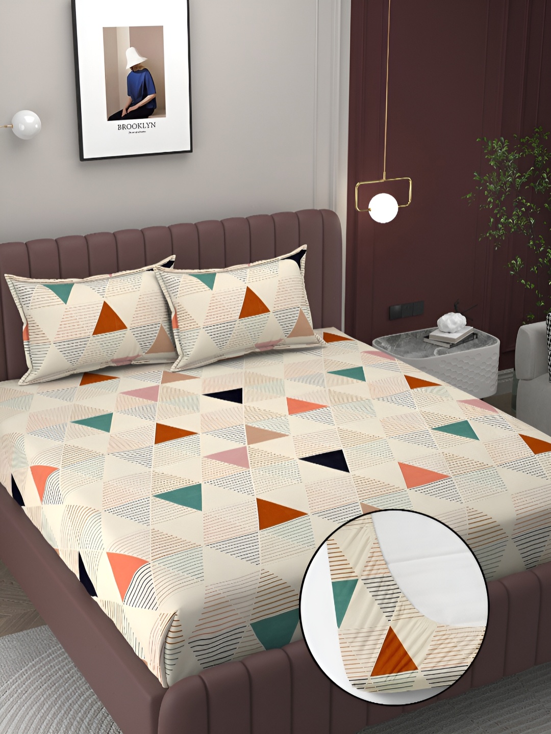 BELVOSTUM Cream & Red Geometric Cotton 180 TC King Fitted Bedsheet With 2 Pillow Covers
BELVOSTUM Cream & Red Geometric Cotton 180 TC King Fitted Bedsheet With 2 Pillow Covers