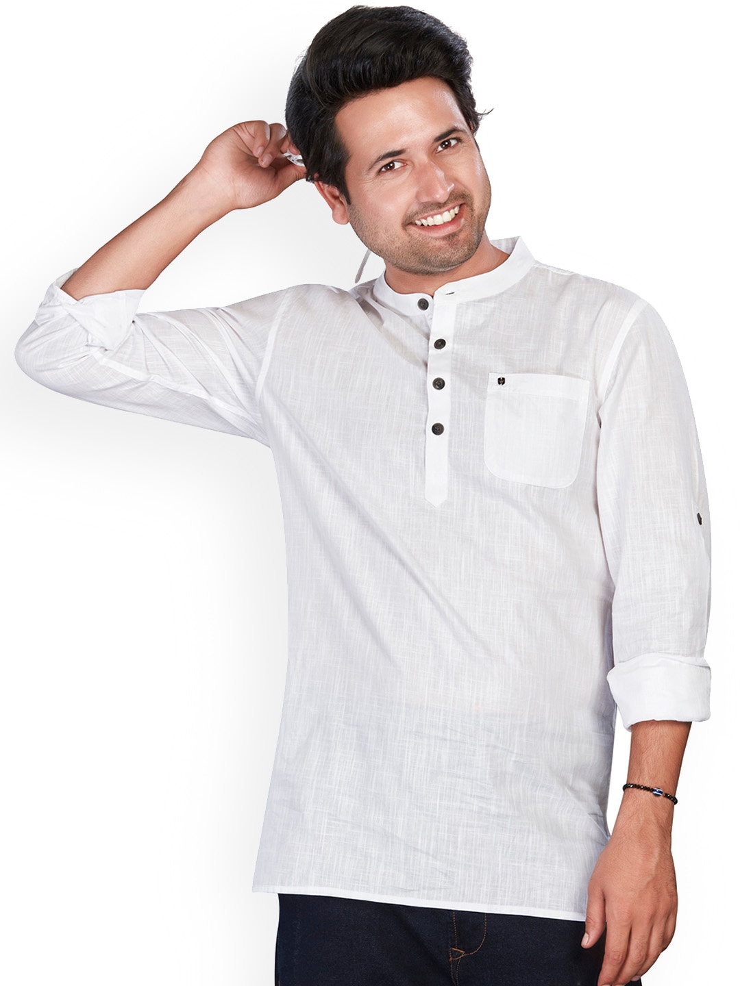 Authentics Mandarin Collar Thread Work Pure Cotton Straight Short Kurta, White
Authentics Mandarin Collar Thread Work Pure Cotton Straight Short Kurta, White