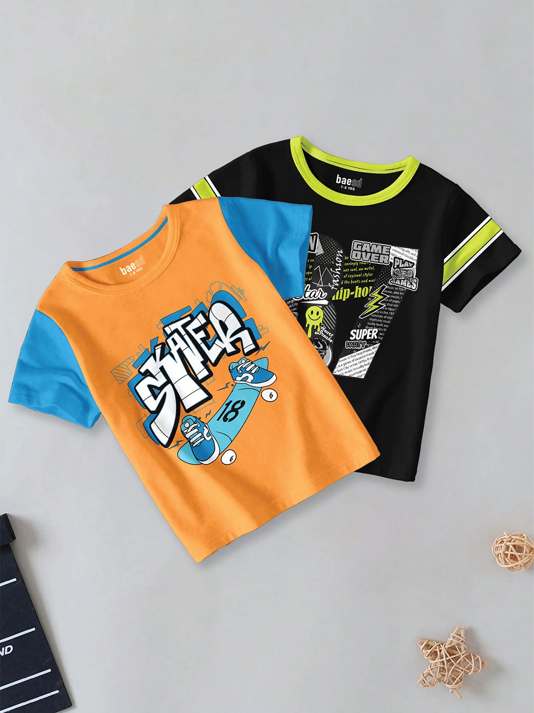 BAESD Boys Pack Of 2 Typography Printed Round Neck Short Sleeves Cotton T-shirts, Orange
BAESD Boys Pack Of 2 Typography Printed Round Neck Short Sleeves Cotton T-shirts, Orange