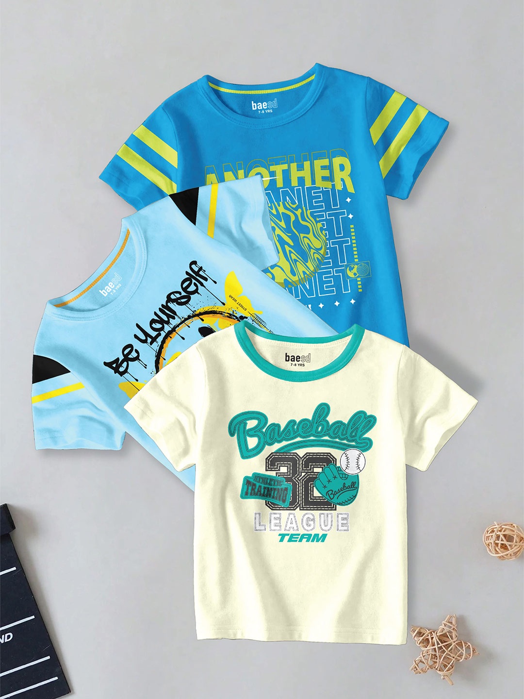 BAESD Boys Pack Of 3 Typography Printed Round Neck Short Sleeves Cotton T-shirts, Blue
BAESD Boys Pack Of 3 Typography Printed Round Neck Short Sleeves Cotton T-shirts, Blue