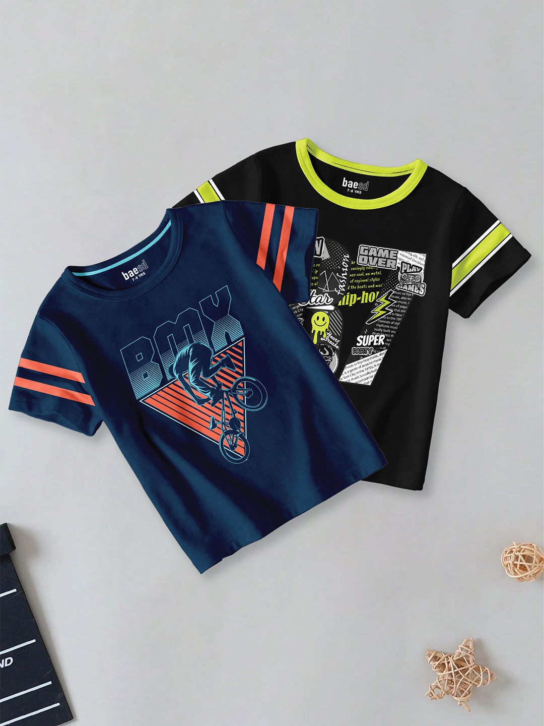 BAESD Boys Pack Of 2 Typography Printed Round Neck Short Sleeves Cotton T-shirts, Black
BAESD Boys Pack Of 2 Typography Printed Round Neck Short Sleeves Cotton T-shirts, Black