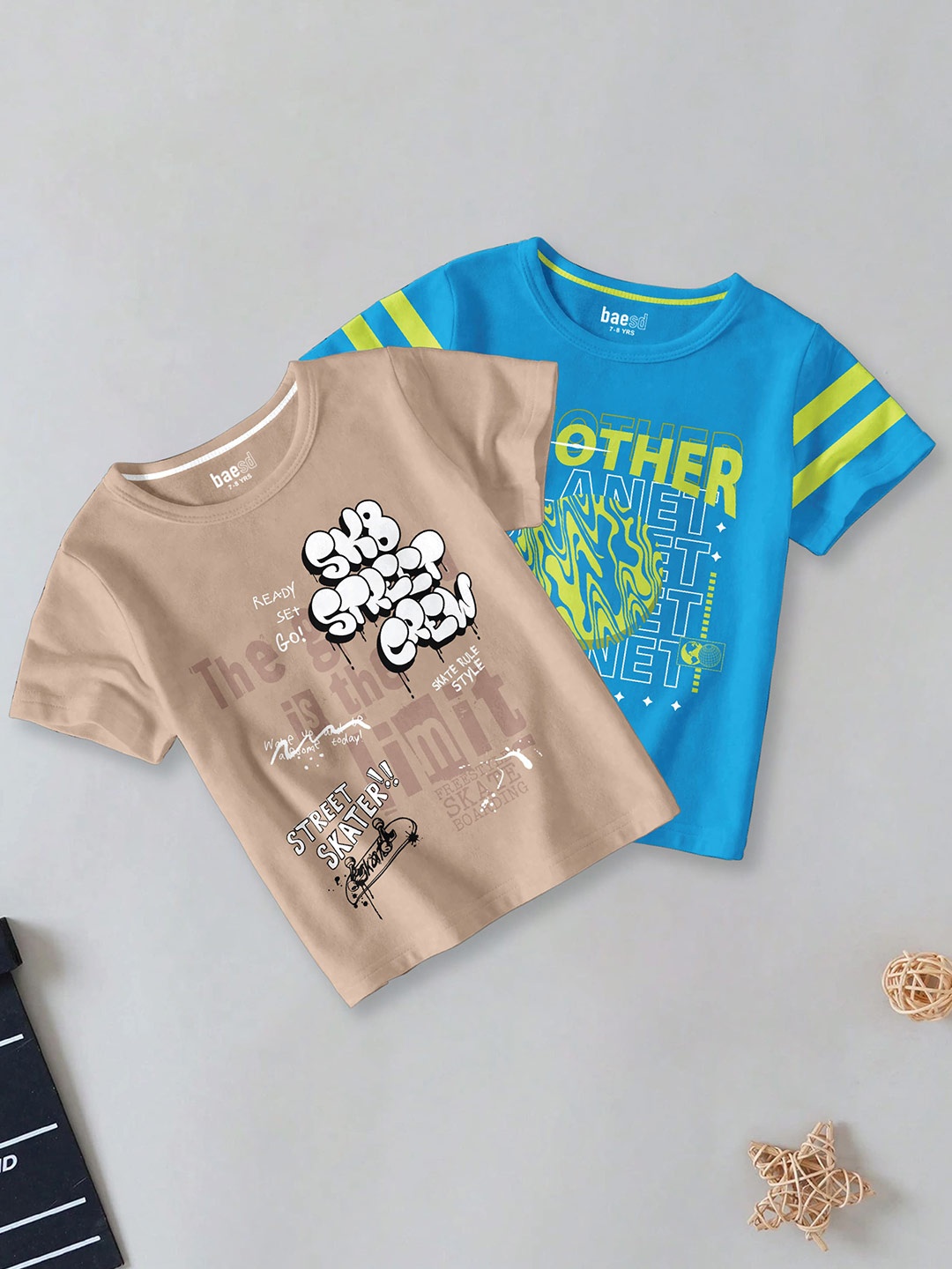 BAESD Boys Pack of 2 Typography Printed Round Neck Short Sleeves Cotton T-shirt, Blue
BAESD Boys Pack of 2 Typography Printed Round Neck Short Sleeves Cotton T-shirt, Blue