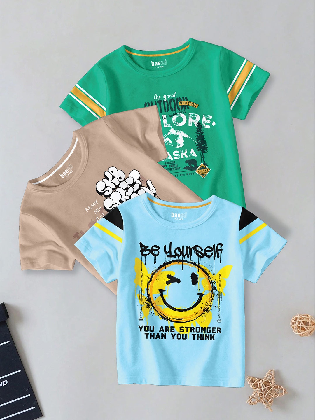 BAESD Boys Pack Of 3 Typography Printed Round Neck Short Sleeves Cotton T-shirts, Green
BAESD Boys Pack Of 3 Typography Printed Round Neck Short Sleeves Cotton T-shirts, Green