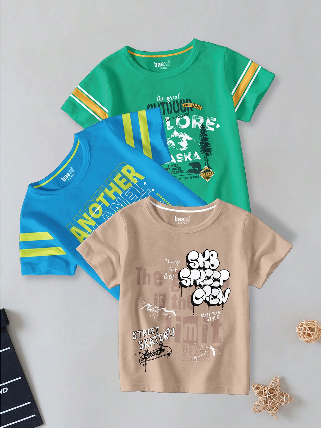 BAESD Boys Pack Of 3 Typography Printed Round Neck Short Sleeves Cotton T-shirt, Blue
BAESD Boys Pack Of 3 Typography Printed Round Neck Short Sleeves Cotton T-shirt, Blue