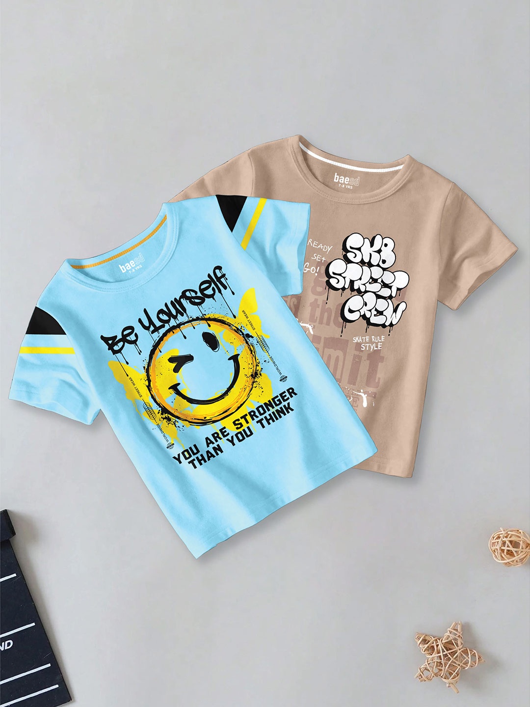 BAESD Boys Pack Of 2 Typography Printed Round Neck Short Sleeves Cotton T-shirts, Blue
BAESD Boys Pack Of 2 Typography Printed Round Neck Short Sleeves Cotton T-shirts, Blue