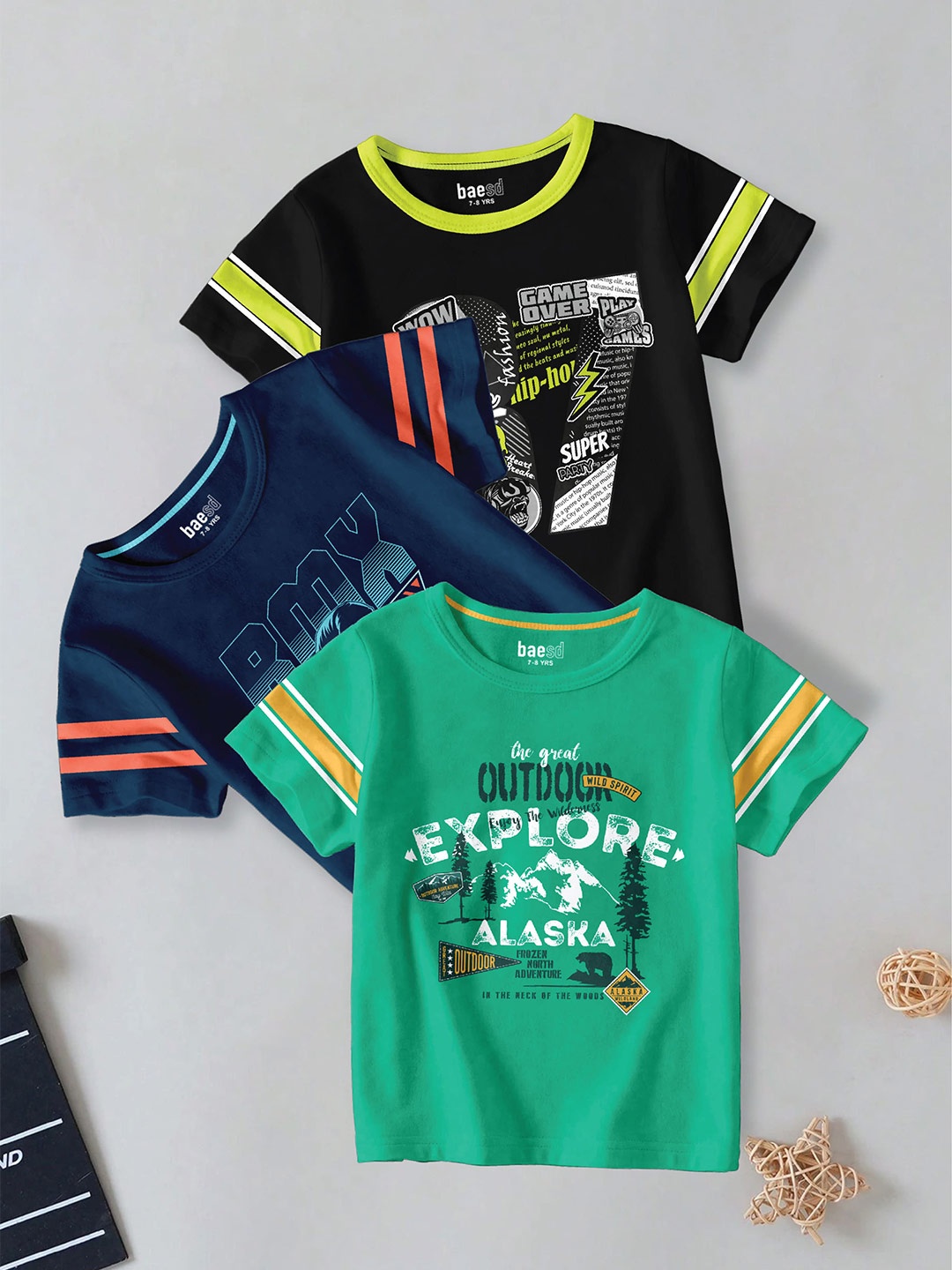 BAESD Boys Pack Of 3 Typography Printed Round Neck Short Sleeves Cotton T-shirts, Black
BAESD Boys Pack Of 3 Typography Printed Round Neck Short Sleeves Cotton T-shirts, Black