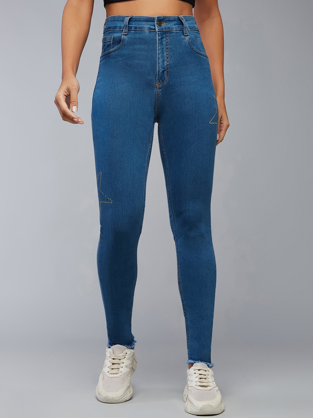 DOLCE CRUDO Women Blue Skinny Fit High-Rise Clean Look Stretchable Jeans
DOLCE CRUDO Women Blue Skinny Fit High-Rise Clean Look Stretchable Jeans