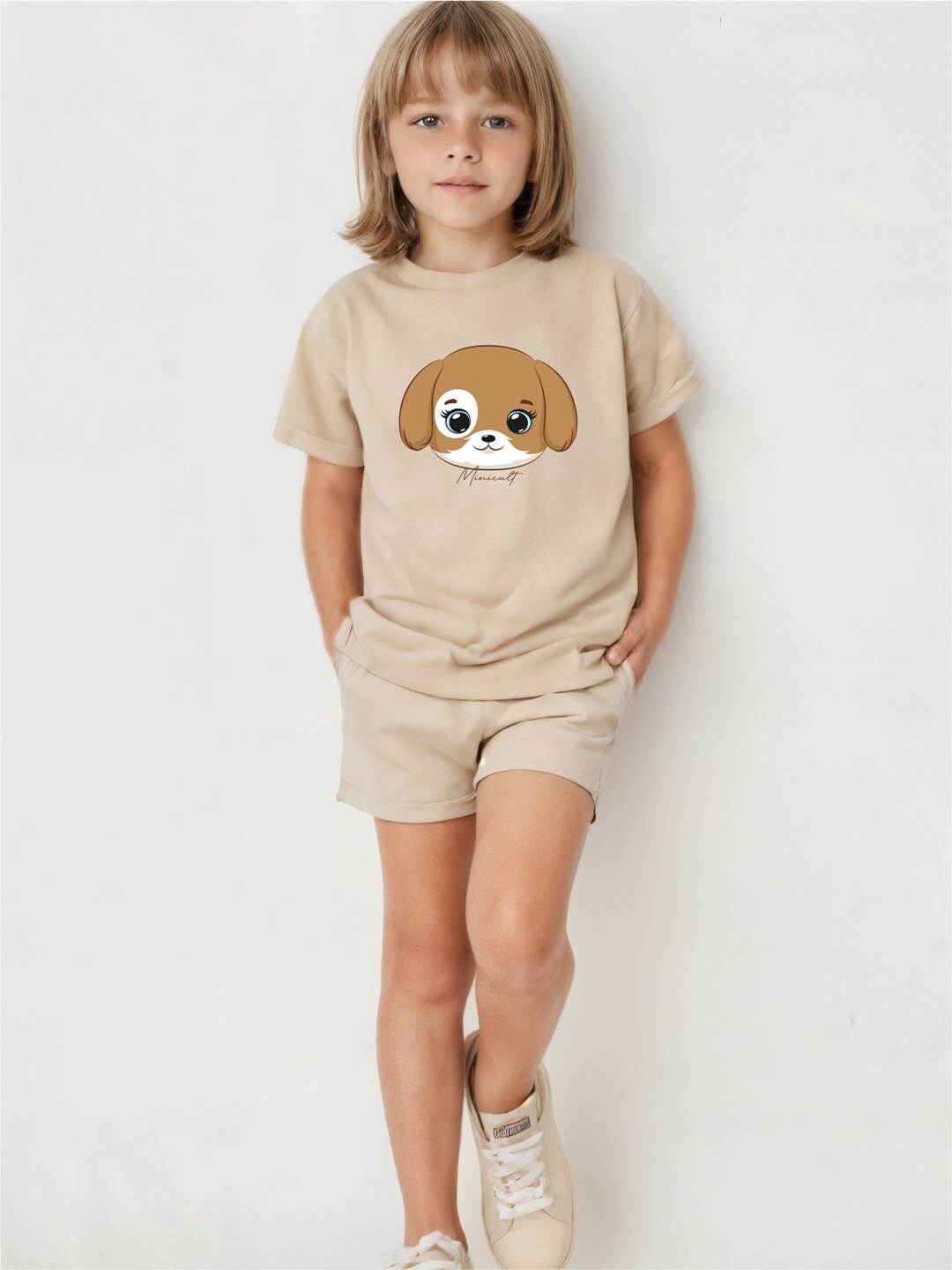 Minicult Kids Printed Short Sleeves Round Neck Pure Cotton T-shirt with Shorts, Beige
Minicult Kids Printed Short Sleeves Round Neck Pure Cotton T-shirt with Shorts, Beige