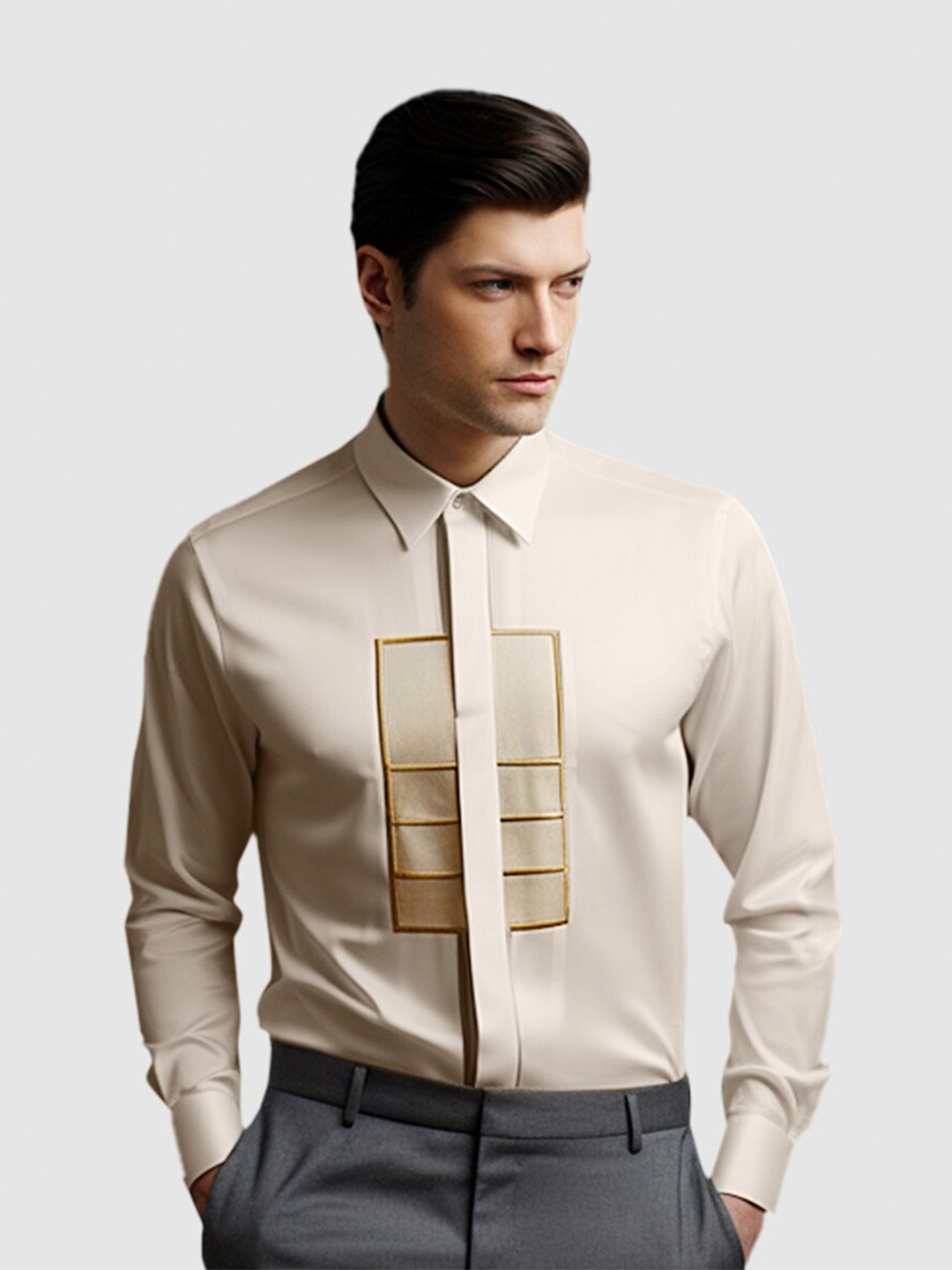 HE SPOKE Smart Geometric Printed Spread Collar Curved Cotton Tailored Fit Formal Shirt, Cream
HE SPOKE Smart Geometric Printed Spread Collar Curved Cotton Tailored Fit Formal Shirt, Cream