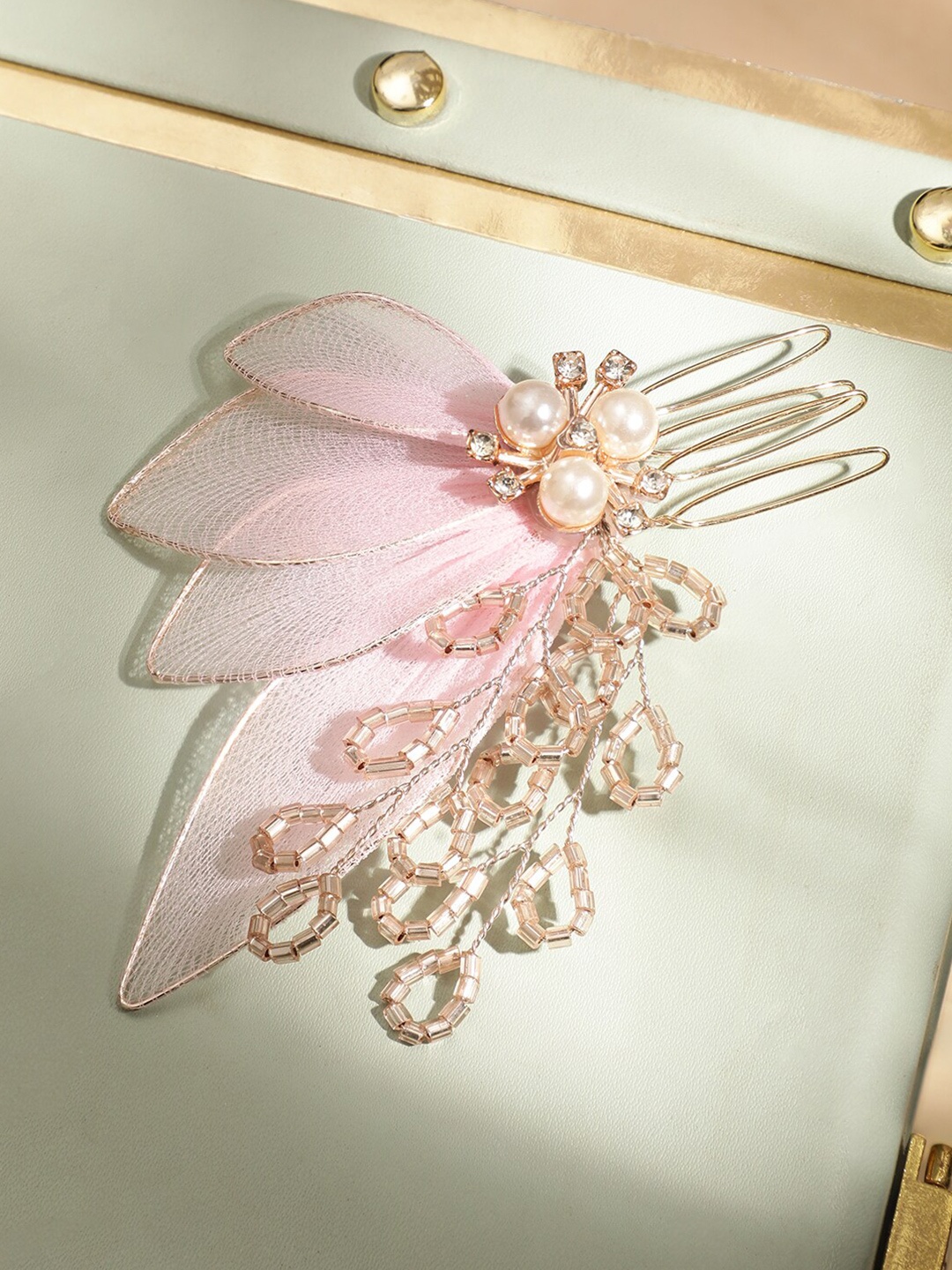 Rubans Crystal Studded Butterfly Feather Shaped Beaded Floral Comb Pin Hair Clip, Gold
Rubans Crystal Studded Butterfly Feather Shaped Beaded Floral Comb Pin Hair Clip, Gold