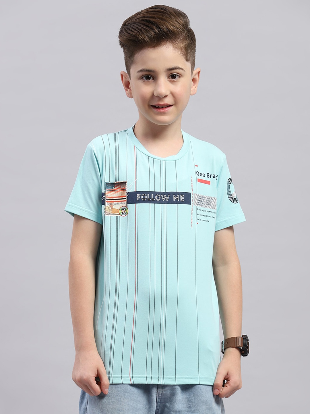Monte Carlo Boys Round Neck Short Sleeves Typographic Printed Regular Fit Cotton T-shirt, Turquoise blue
Monte Carlo Boys Round Neck Short Sleeves Typographic Printed Regular Fit Cotton T-shirt, Turquoise blue