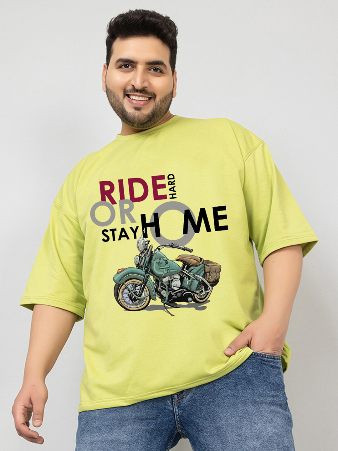 CHKOKKO Plus Biker Printed Drop-Shoulder Sleeves Oversized Cotton Casual T-shirt, Green
CHKOKKO Plus Biker Printed Drop-Shoulder Sleeves Oversized Cotton Casual T-shirt, Green