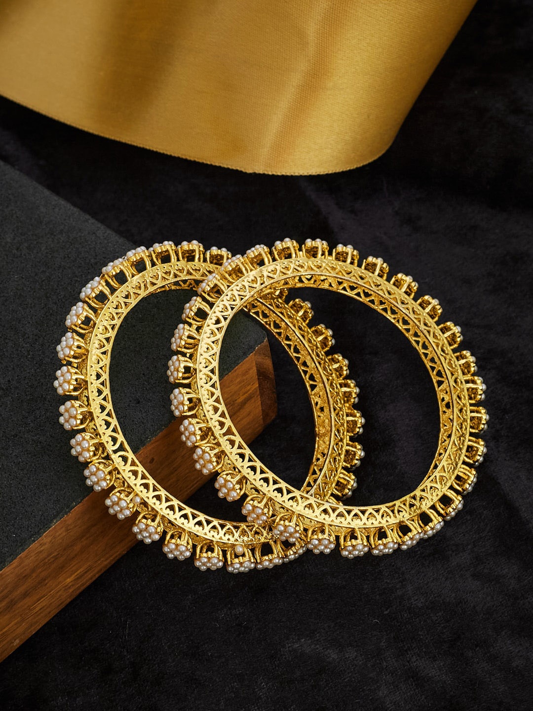 

ATIBELLE Gold Plated Stone Studded Bangles