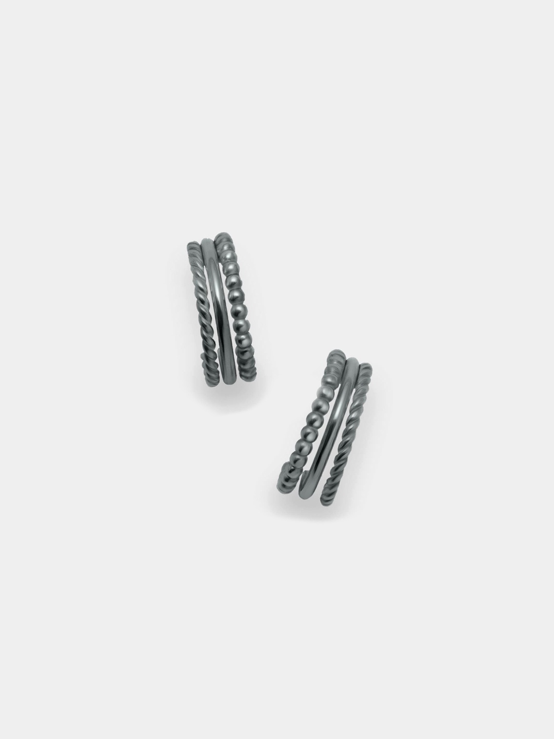Trisu 925 Sterling Silver Rhodium-Plated Contemporary Triple Looped Half Hoop Earrings, Black
Trisu 925 Sterling Silver Rhodium-Plated Contemporary Triple Looped Half Hoop Earrings, Black