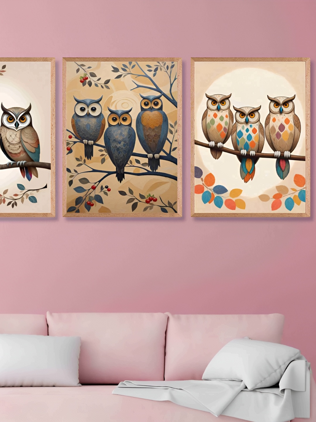 

SAF Beige & Orange 3 Piece Synthetic Wood Birds and Animals Wall Paintings