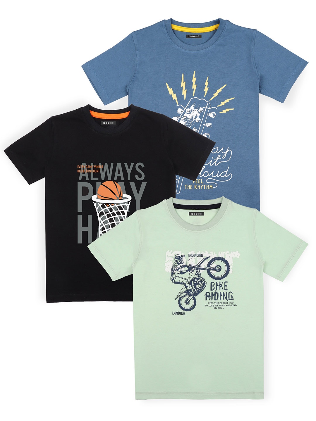BAESD Boys Pack Of 3 Typography Printed Short Sleeves Round Neck Cotton T-shirt, Green
BAESD Boys Pack Of 3 Typography Printed Short Sleeves Round Neck Cotton T-shirt, Green