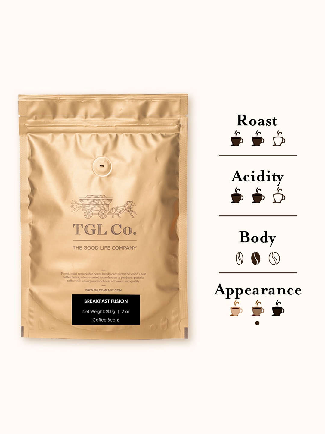 TGL Co. Breakfast Fusion Grounded Coffee Beans 200g|2 Packs|No Artificials|Arabica+Robusta, Coffee brown
TGL Co. Breakfast Fusion Grounded Coffee Beans 200g|2 Packs|No Artificials|Arabica+Robusta, Coffee brown