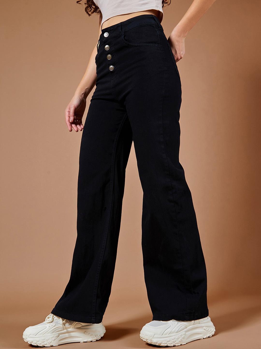 DOLCE CRUDO Women Countless Evenings Black Wide Leg High-Rise Stretchable Jeans
DOLCE CRUDO Women Countless Evenings Black Wide Leg High-Rise Stretchable Jeans