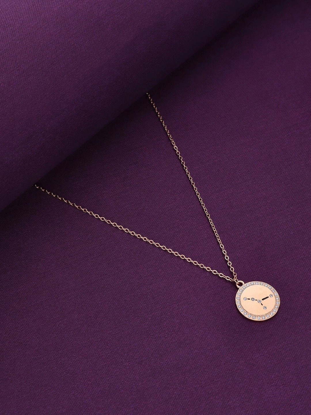 KAI JEWEL Rose Gold-Plated Cubic Zirconia-Stud 92.5 Sterling Silver Cancer Pendant & Chain
KAI JEWEL Rose Gold-Plated Cubic Zirconia-Stud 92.5 Sterling Silver Cancer Pendant & Chain