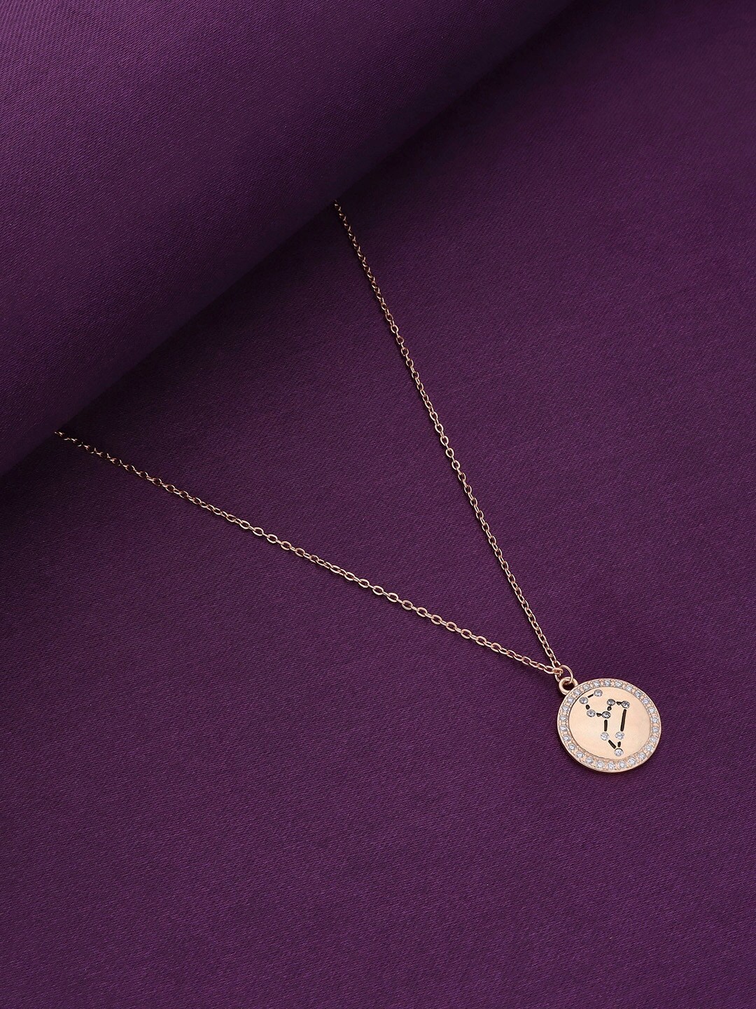 KAI JEWEL 925 Sterling Silver Rose Gold-Plated CZ Studded Zodiac Leo Pendant With Chain
KAI JEWEL 925 Sterling Silver Rose Gold-Plated CZ Studded Zodiac Leo Pendant With Chain