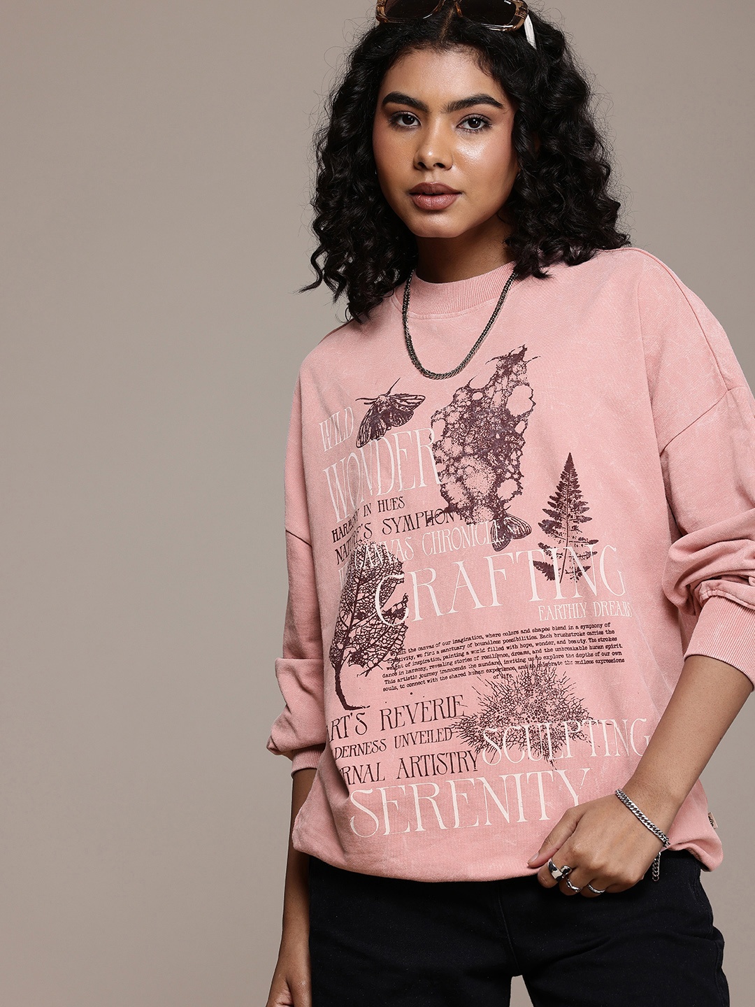 The Roadster Life Co. Graphic Printed Washed Effect Pure Cotton Sweatshirt, Rose
The Roadster Life Co. Graphic Printed Washed Effect Pure Cotton Sweatshirt, Rose